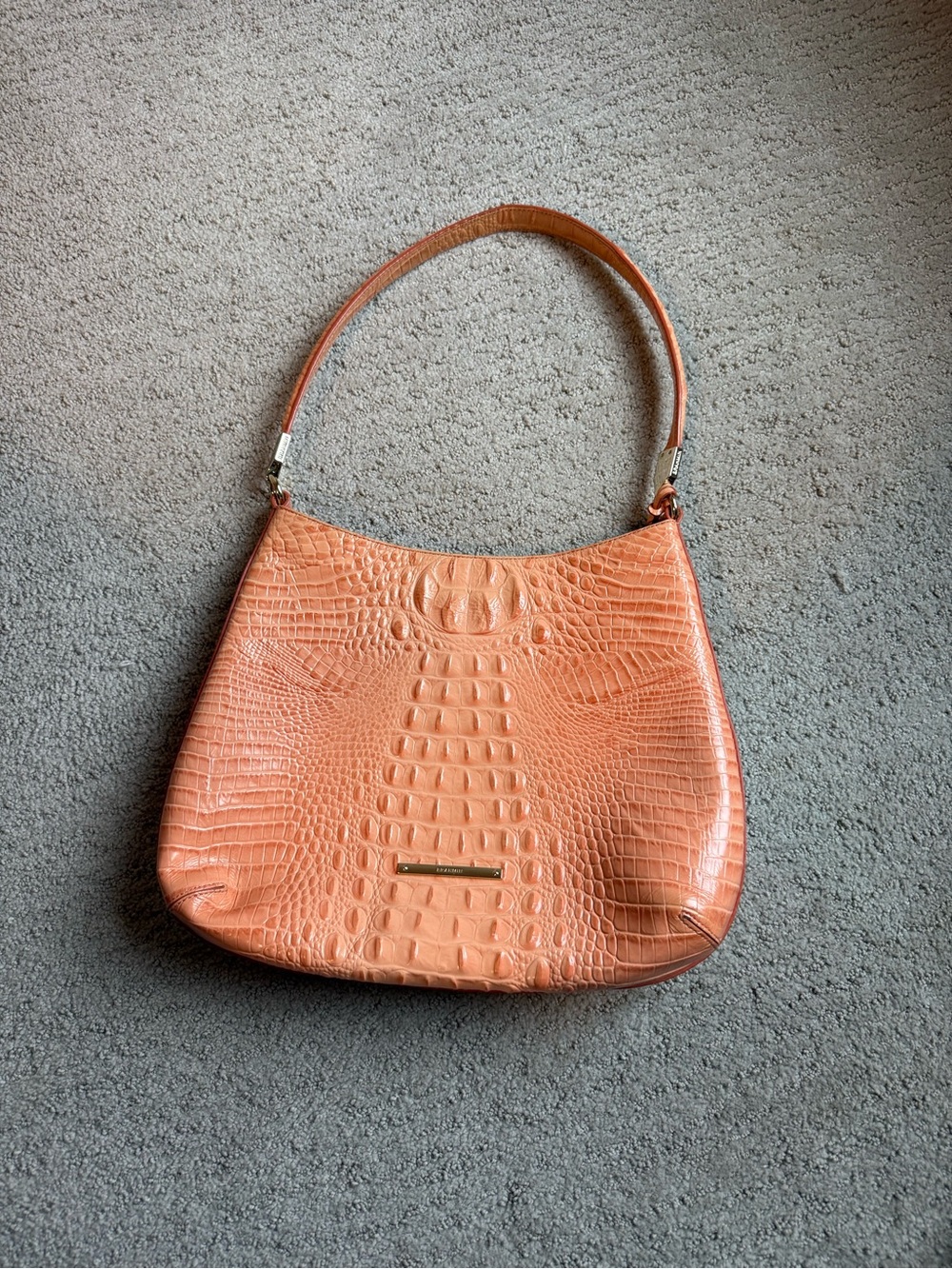 Brahmin Croc-Embossed Shoulder Bag in Peachy Orange